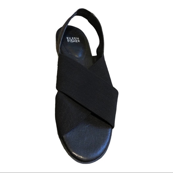 Eileen Fisher Slingback Black Sandals 8 - Picture 3 of 6